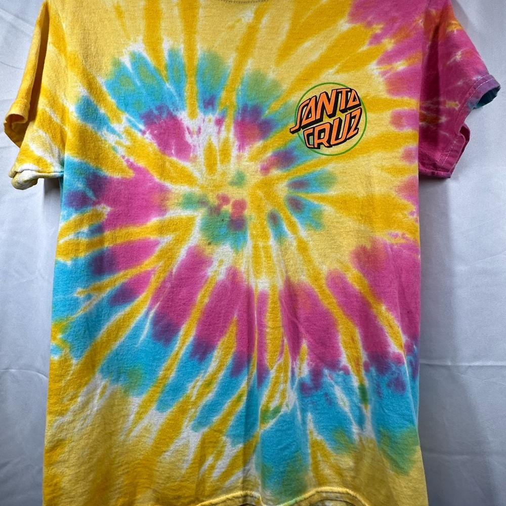 Santa Cruz Skateboards Yellow Pink Blue Tie-Dye Short Sleeve Tee